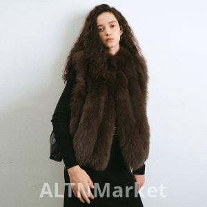 cleon Финляндия Импорт Мягкий Лисий Мех Полувысокий Воротник Без Рукавов Меховой Жилет Пальто Молодой Мех