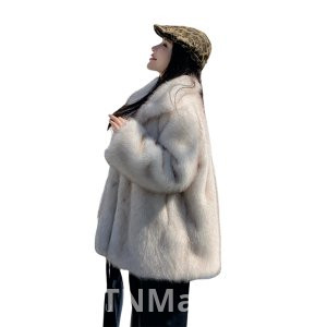 реальное фото Зима экологически чистый мех имитация лисьего меха пальто корейский стиль мандарин воротник средней длины стиль окрашивания Maojian чай меховой воротник пальто для женщин