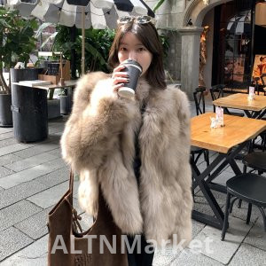 saga Small Gold Finland Import Environmentally Friendly Fox Fur Abdomen Hair Korean Style Fur Slimming Coat New Style Top