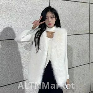 Осень и зима Корейский стиль Новый стиль Свободный покрой Имитация лисьего меха Экологически чистый мех Меховой жилет Средней длины Жилет сплошной цвет Пальто для женщин