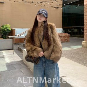 Лисий мех Экологически чистые меховые пальто для женщин элегантность превосходное чувство ленивый ветер универсальный зима новый стиль меховое пальто для женщин