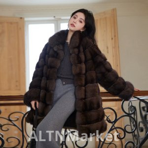 Превосходный Москва Россия Импорт Звезды Zibeline Marten шинели женщины корейский стиль пальто экологически чистые меховые пальто