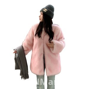 real photo Winter Imitation Fox Fur Mid-Length Style Furry Western Style Environmentally Friendly Mink Fur Superior Sense Thickened Plush Coat