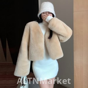 real photo Autumn and Winter Korean Style Imitation fur coat Environmentally Friendly Plush Coat Elegance Top Thickened Superior Sense Short Style Coat