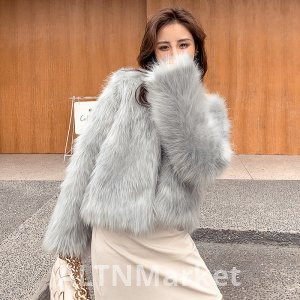 реальная фотография Высшее чувство сладкий элегантность имитация лисий мех пальто женские короткие утолщенные молодой экологически чистые волосы плюшевые пальто