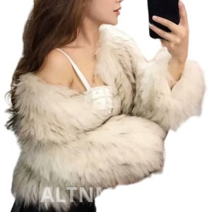 Winter New Style Environmentally Friendly Fur Coat Short Style Long Sleeve Furry Fashion Thickened Fashion Maojian tea Imitation Raccoon Fur Top