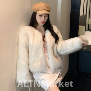 реальное фото Зима Новый стиль Casual Экологически чистый мех женский короткий похудения имитация лисы плюшевые красить Maojian чай меховая шуба