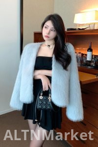 реальное фото Зима V шеи Новый стиль лисий мех Шуба женская короткая молодая мода универсальный экологически чистый меховой топ