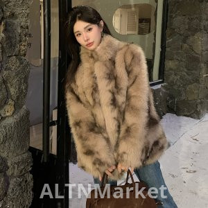 real photo Imitation Fox Fur Fur Coat Female Winter Mid-Length Style Fashion New Style Thickened Superior Rendering Hair Plush Coat