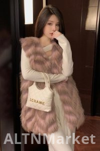 real photo Autumn and Winter Korean Style New Style Imitation Fox Fur Vest for Women Mid-Length Style Environmentally Friendly Furry Sleeveless Sleeveless Vest Vest Vest