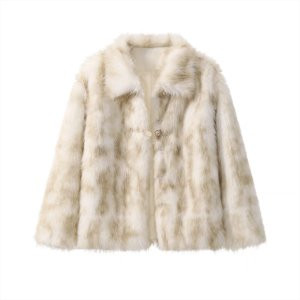h2an1 studio Original Design Winter Gradient Embellishment Warm Top Fox Fur Environmentally Friendly Furry Fur Coat