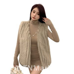 реальное фото Имитация меха енота меховой жилет для женщин зима новый стиль экологически чистый мех лисы молодой норки меховой жилет