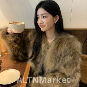 Lin Lin Fur British Medieval Import Raccoon Fur Winter Fur Young Vintage A Short Style Coat for Women