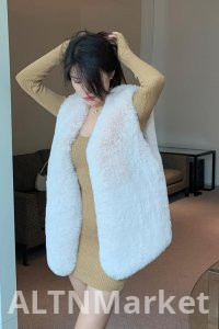 реальная фотография Имитация кролика мех с капюшоном жилет теплый зимний новый стиль меховое пальто женские модели экологически чистые меховой жилет инс ветер