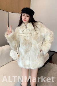 real photo Winter Hair Plush Superior Sense Imitation Fox Fur Fur Coat Elegance Imitation Fox Fur Fur Coat for Women