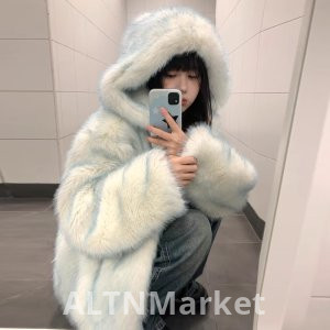 Зима Новый стиль Экологически чистые норки волос имитация меха шубы Пальто для женщин с капюшоном Petite утолщенный милый плюшевый корейский стиль пальто