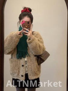 Баранина шерсть пальто для женщин ленивый Sense молоко fufu зима новый стиль свободный Fit похудения дизайн Sense V шеи меховое пальто