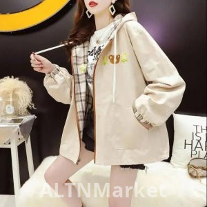 2025 Весна Новый Стиль Положительный и Отрицательный Обратимый Винтаж Плед С Капюшоном Пальто для Женщин Свободный Fit Универсальный Топ