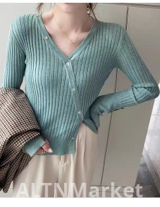 2025 Осень Новый стиль вязать свитер разрез V шеи свитер Slim fit тонкий стиль внутри взять вязаный топ