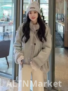 Корейский стиль Высший смысл мех один утолщенный пальто для женщин 2025 осень и зима новый стиль свободный Fit Petite замши бархат пальто