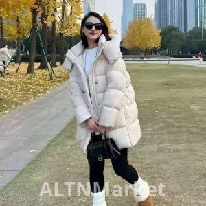Official Figure 2025 New Style Winter Down Padded Thickened Bubble Fu Clouds Mid-Length Style Coat Superior Sense