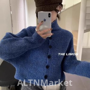Корея Dongdaemun осень и зима новый стиль винтаж элегантность свободный Fit один ряд кнопка короткий стиль вязать кардиган свитер пальто для женщин модные