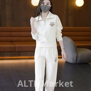 Повседневная Спорт Тонкий Стиль Толстовка Набор Женщины Ранняя Осень 2025 Новый Стиль Осень Мода Западный Стиль Осень Две Части Набор