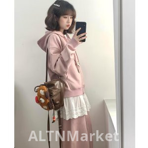 Ленивый ветер движение набор женщин 2026 ранней весной студент Хань серии Свободный Fit похудения толстовка с капюшоном широкие ноги брюки две части набор