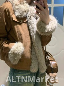 2025 Зима Новый Стиль Имитация Лисий Мех Шуба Женщины Короткие Утолщенные Сплайсинг Молодые Меховое Пальто