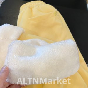 реальное фото Ягненок Вышивка Флис с подкладкой и утолщенной Куо Нога Вэй Брюки Женщины Зима Casual Свободный Fit Зауженные Нога Брюки