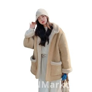 2025 Design Sense Vintage Fashion Petite Short Coat for Women Autumn and Winter Season Fleece-Lined and Thickened Warm Turn-Down Collar Jacket Trendy