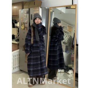 2025 Осень и Зима Новый Стиль Длинный Стиль Шерстяной Свободный Fit Винтаж Превосходный Шерстяное Пальто Элегантность Плед Пальто