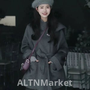 Осень и зима в этом году Популярные Hehe Бен ветер Высший чувство Petite дизайн чувство Шерстяное пальто Jorg серый Шерстяное пальто женщин