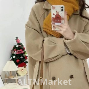 Шерстяное пальто для женщин средней длины стиль 2025 год осень и зима сезон новый стиль Хан серии ниши Petite свободный Fit утолщенной шерсти пальто