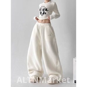 2025 Зима Новый Стиль Флис Брюки Женщины Зима Утолщенный Casual Свободный Fit Повседневные Брюки