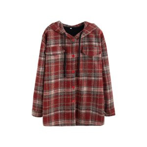 реальное фото После Пакет Воротник Оригинальная Ткань Плед Комплекс Действительно Супер Флис На Подкладке Трясти Звук Качество Капюшоном Плед Рубашка Средней Длины Стиль Пальто