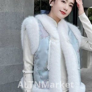 2025 Autumn and Winter New Style Imitation Fox Fur New Chinese Style National Style Vest Coat Young A Fashion Vest Explosion Models Sleeveless Vest