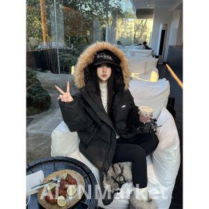 Winter New Style Thickened Warm Cotton Padded Jacket Coat Men Female Models American Style High Street Loose Fit Fur collar Hooded Cotton Clothing