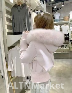 Pink Fur collar Hooded Short Style Cotton Padded Jacket Women Winter New Style Super Nice Waist-cinching Warm Coat Big fur collar Down jacket