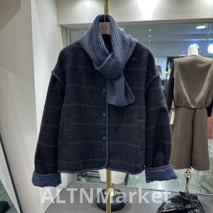 Круглый вырез Новый стиль Винтаж Шерстяной Хан серии Пальто Короткий стиль 2025 Осень и зима Теплая подкладка Petite Топ Женщины