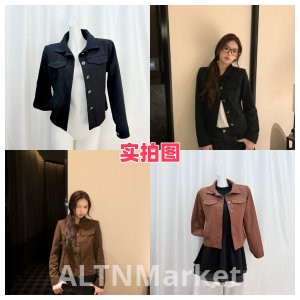 реальная фотография Хан серии делать старые черные повернуть вниз воротник куртка женщины новый стиль повседневная короткий стиль тонкий крой похудение паркер пальто топ