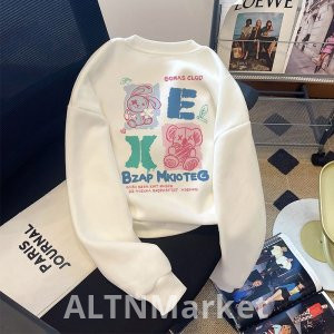 Round neck pullover Short Style Sweatshirt Women Autumn and Winter Top Loose Fit Slimming Petite