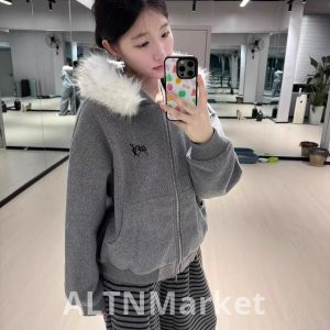 American Style Vintage Jorg gray Fur collar Coat for Women 2025 Autumn and Winter New Style Fleece-Lined and Thickened Design Sense Loose Fit Warm Top