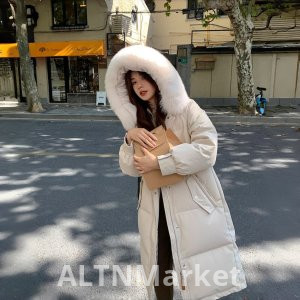 White Duck Down Down jacket Women Winter 2025 Year New Style Fashion Explosion Models The fox Big fur collar Thickened Over-the-Knee Coat