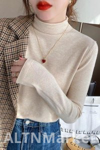 Половина высокий воротник база рубашка свитер женский 2025 осень новый стиль тонкий стиль внутри взять теплый вязать свитер топ