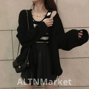 Knit Cardigan Coat for Women 2025 Autumn New Style Knitted Sweater Loose Fit Beauty Rad Wear Take The Catch up Clothing