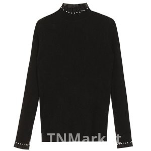 Шанель Стиль Полувысокий Воротник Внутри Взять Базовая Рубашка Женщины 2025 Осень Новый Стиль Жемчуг Тонкий Стиль Внутри Взять Кружева Трикотажные Топы