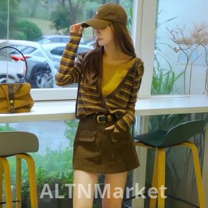 Энди Бархат Минус Цвет Блок Полосы Капюшоном Вязать Свитер Женщины В этом Году Популярные Взрыв Модели Искусственный Две Части Похудения Повседневная Топ