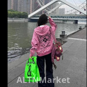 Облака Бархат Составной Тонкий Стиль 320 г Толстый Стиль 400 г Крест Печатных Молния Кардиган пальто Топ Модные