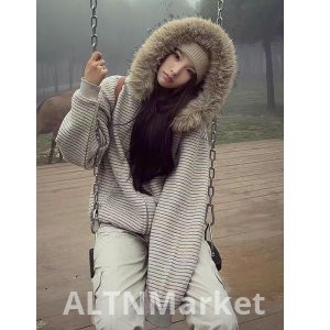 De Velvet Fabric Detachable Fur collar Zipper Cardigan Sweatshirt Men Hooded Couple Coat